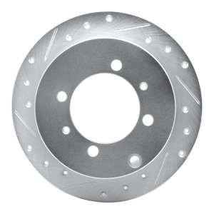 Dodge Colt Brake Rotor (1) - Rear Left - R1 Concepts - Drilled & Slotted - Silver - `92-`04